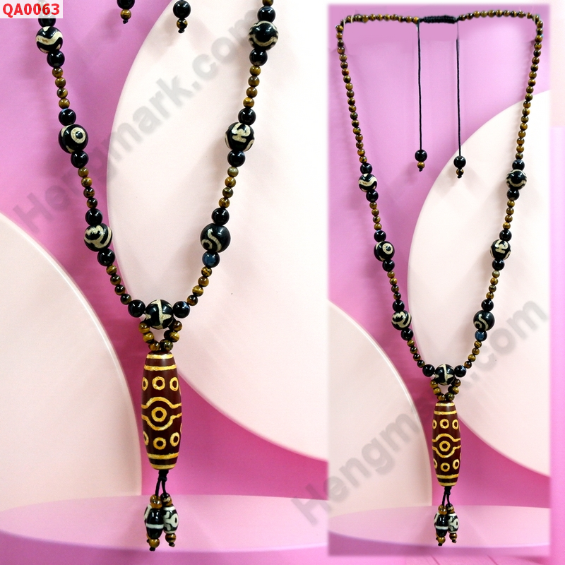 QA0063 สร้อยคอหินทิเบต 15 ตา ร้อยด้วยหินไทเกอร์อายส์ ราคา 1999 บาท http://hengmark.com/view_product/QA0063.htm