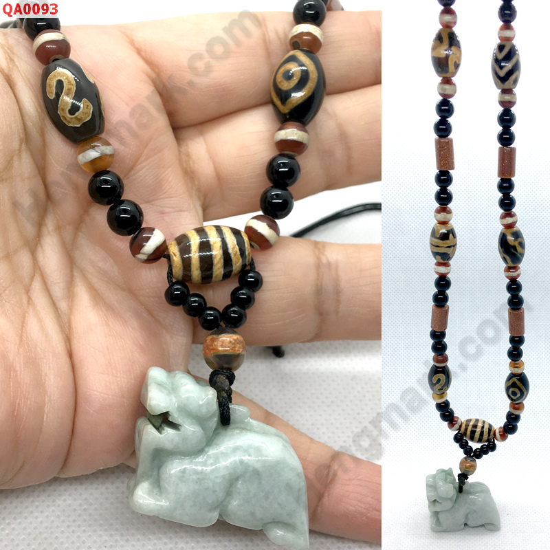 QA0093 สร้อยคอปี่เซียะหยกขาวอมเขียว+หินทิเบต ราคา 1309 บาท http://hengmark.com/view_product/QA0093.htm