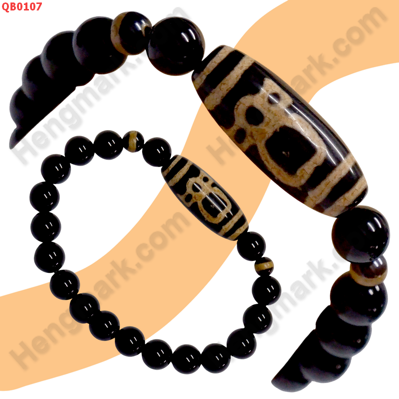 QB0107 สร้อยข้อมือหินDZI ลายไฉ่ซิงเอี๊ย ราคา 299 บาท http://hengmark.com/view_product/QB0107.htm