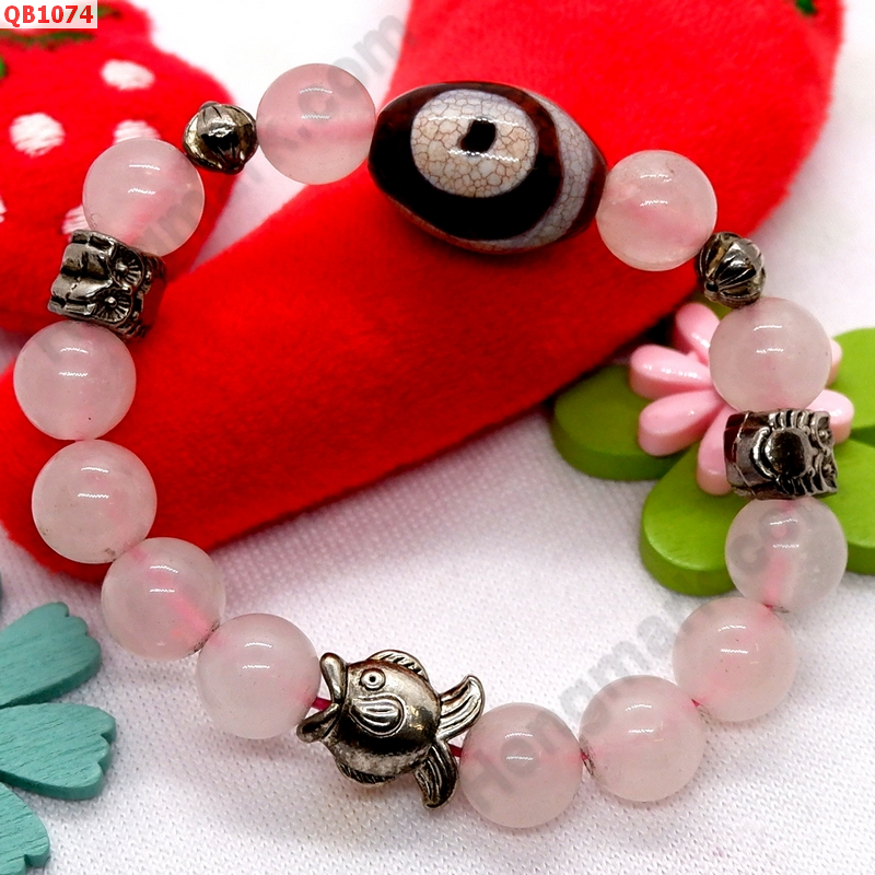 QB1074 สร้อยข้อมือหิน 1 ตาภูเขา โรสควอตซ์ ราคา 499 บาท http://hengmark.com/view_product/QB1074.htm