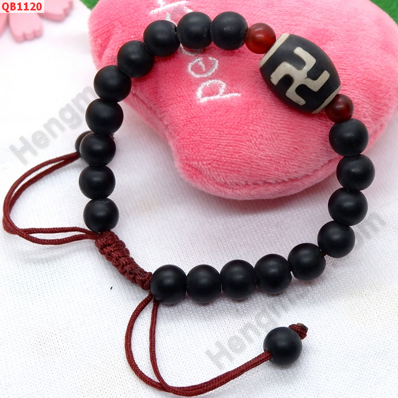 QB1120 สร้อยข้อมือหินDZI สวัสดิกะ ราคา 199 บาท http://hengmark.com/view_product/QB1120.htm