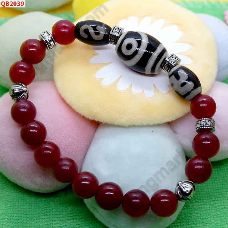 QB2039 สร้อยข้อมือหินDZI  2 ตา สวัสดิกะ และ ตะขอ ราคา 399 บาท http://hengmark.com/view_product/QB2039.htm