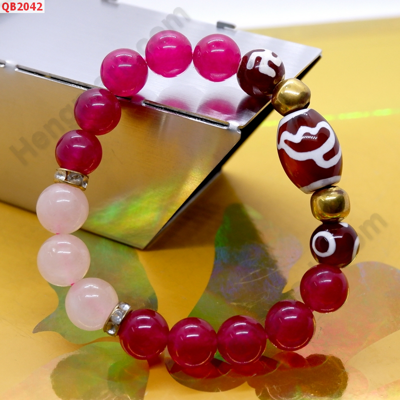 QB2042 สร้อยข้อมือหินDZI ดอกบัว สวัสดิกะและ 3 ตา ราคา 499 บาท http://hengmark.com/view_product/QB2042.htm