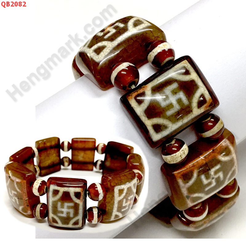QB2082 สร้อยข้อมือหินDZI ลายสวัสดิกะ ราคา 399 บาท http://hengmark.com/view_product/QB2082.htm