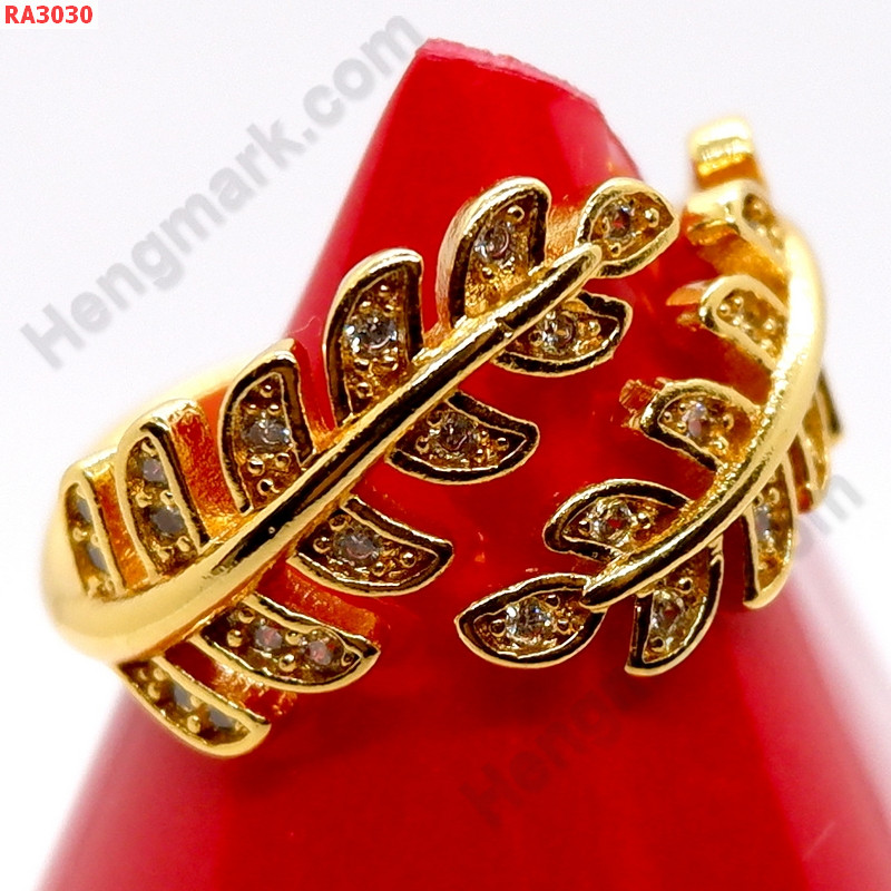RA3030 แหวนทองเคลือบแก้ว ลายใบไม้ ราคา 199 บาท http://hengmark.com/view_product/RA3030.htm