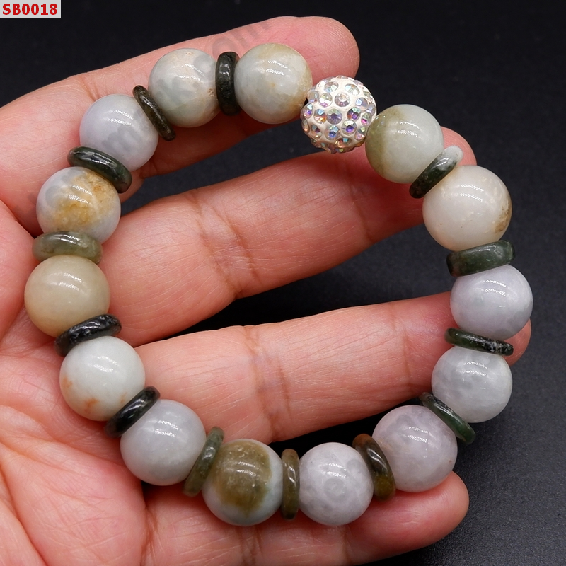SB0018 สร้อยข้อมือหยกขาวอมเขียว ราคา 399 บาท http://hengmark.com/view_product/SB0018.htm