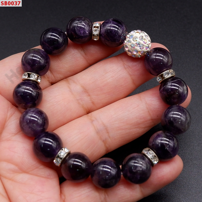 SB0037 สร้อยข้อมืออะเมทิสต์ม่วงเข้ม ราคา 600 บาท http://hengmark.com/view_product/SB0037.htm