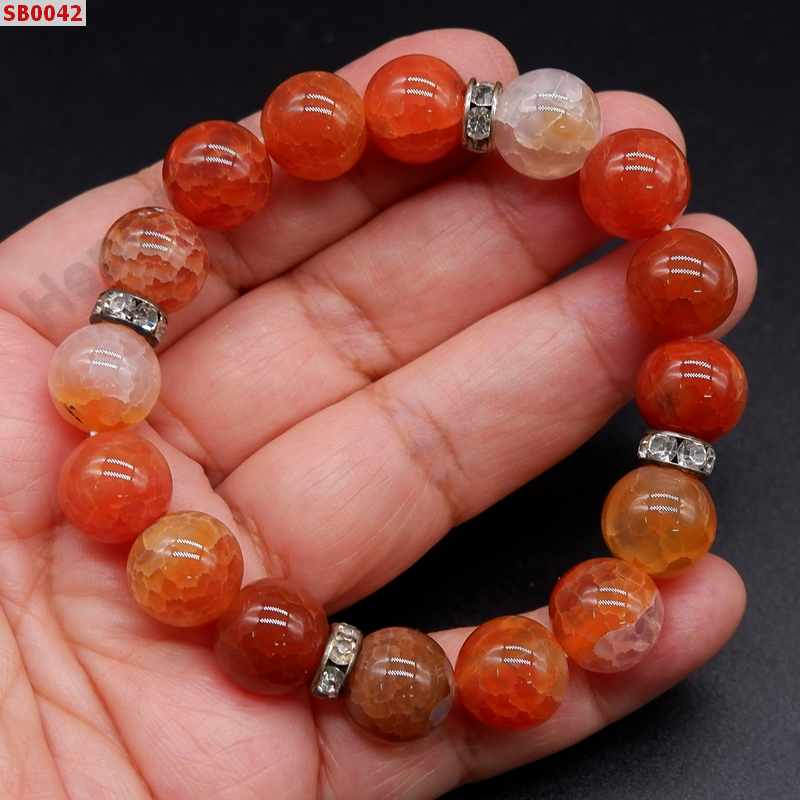 SB0042 สร้อยข้อมือหินเกล็ดมังกรส้ม ราคา 420 บาท http://hengmark.com/view_product/SB0042.htm