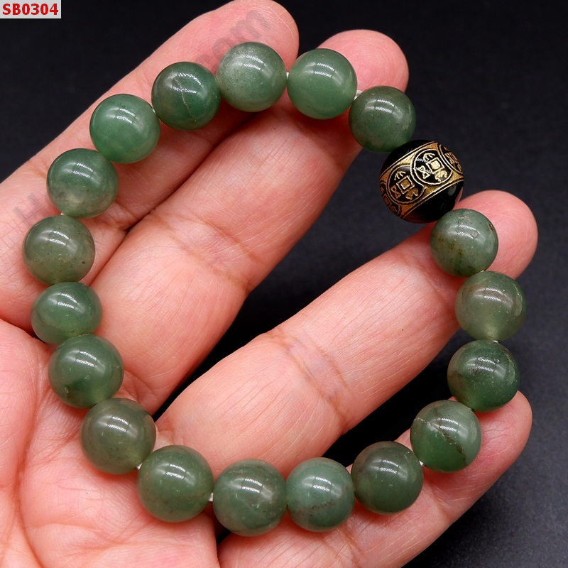 SB0304 สร้อยข้อมือหยกเขียว+หินลายเหรียญจีน ราคา 299 บาท http://hengmark.com/view_product/SB0304.htm