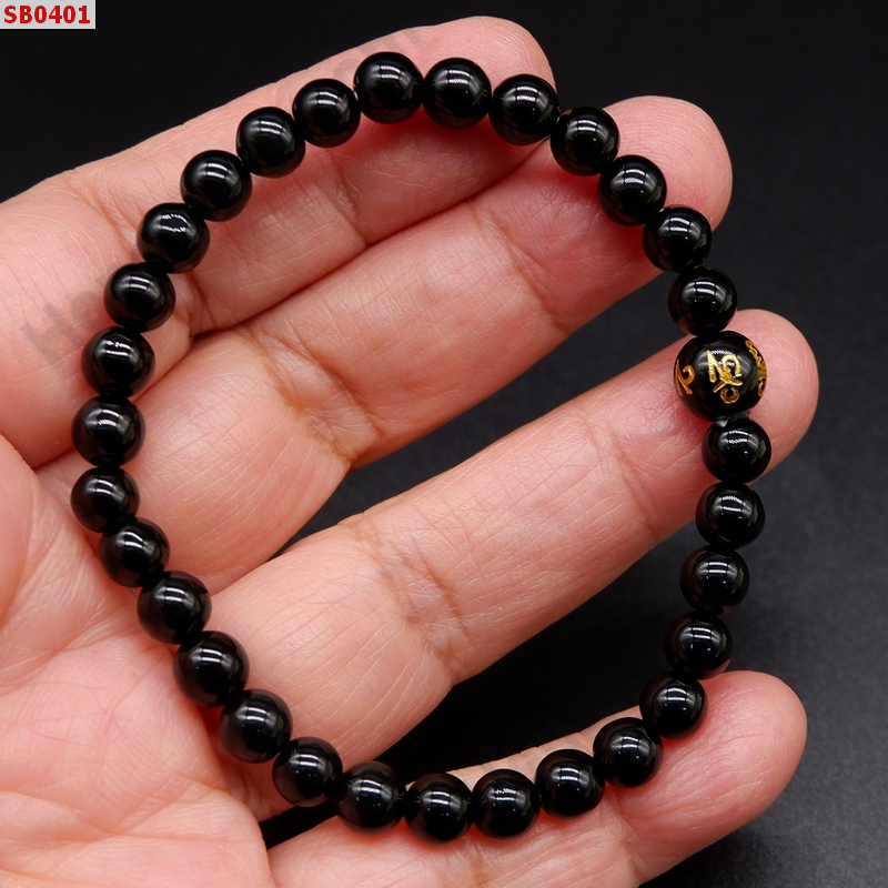 SB0401 สร้อยข้อมืออะเกตดำ+หินคาถา ราคา 179 บาท http://hengmark.com/view_product/SB0401.htm