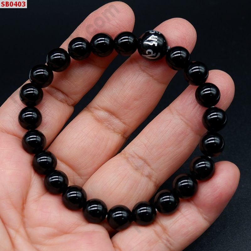 SB0403 สร้อยข้อมือหินอะเกตดำ+คาถาทิเบต ราคา 249 บาท http://hengmark.com/view_product/SB0403.htm