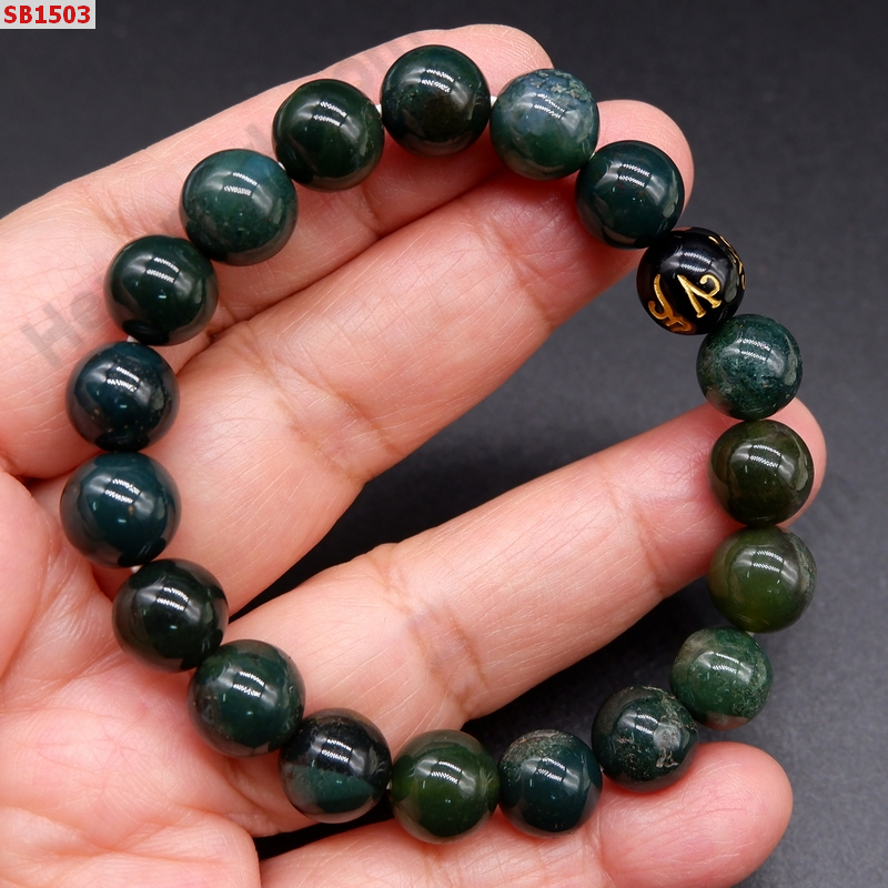 SB1503 สร้อยข้อมือหินมอสอะเกต+หินคาถาทิเบต ราคา 299 บาท http://hengmark.com/view_product/SB1503.htm