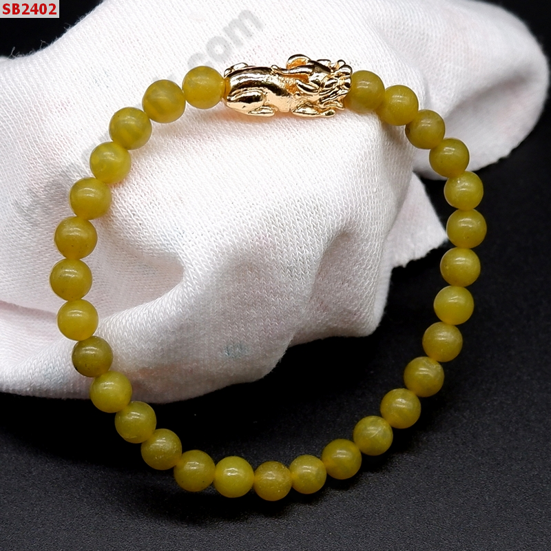 SB2402 สร้อยข้อมือหินพรีไน้ท์+ปี่เซียะสีทอง ราคา 229 บาท http://hengmark.com/view_product/SB2402.htm