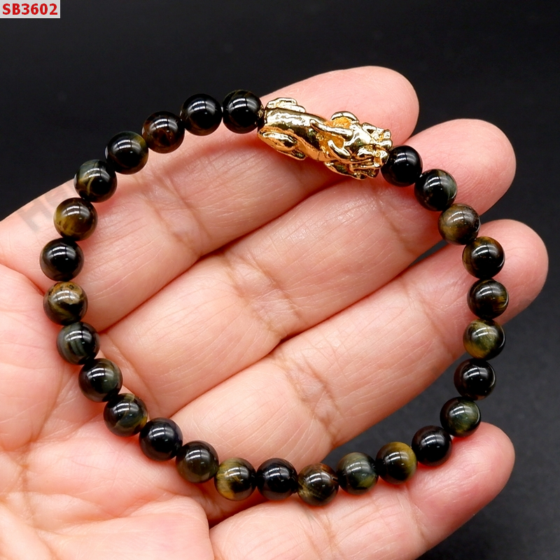 SB3602 สร้อยข้อมือหินกรีนไทเกอร์+ปี่เซียะสีทอง ราคา 199 บาท http://hengmark.com/view_product/SB3602.htm