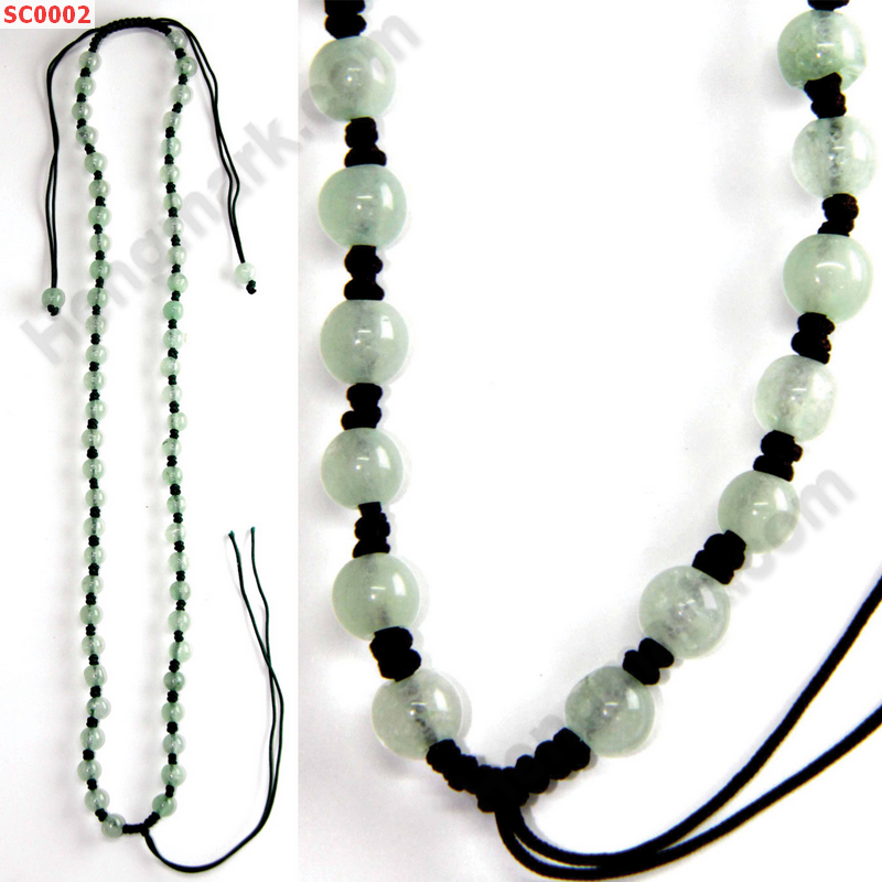 SC0002 สร้อยคอหยกเขียวอมขาว เชือกถัก ราคา 199 บาท http://hengmark.com/view_product/SC0002.htm