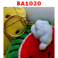 BA1020 : พวงกุญแจกบคาบเหรียญ หยกขาว