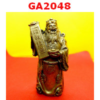 GA2048 : ไฉ่ซิงเอี๊ยยืนถือป้ายมงคล  ทองเหลือง