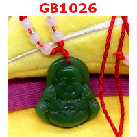 GB1026 : พระสังกัจจายน์หินสีเขียวพร้อมสร้อยคอ