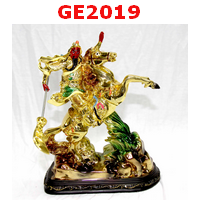GE2019 :  เทพกวนอูขี่ม้า เรซิ่นเคลือบทอง 24 K