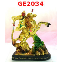 GE2034 : เทพกวนอูขี่ม้า เคลือบทอง24K