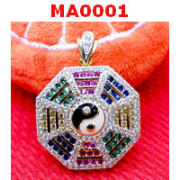 MA0001 : จี้ปากัวหรือยันต์แปดทิศโลหะฝังพลอยสี