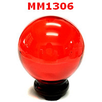 MM1306 : ลูกแก้วใสสีแดง พร้อมขาตั้ง (80mm)