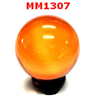 MM1307 : ลูกแก้วใสสีส้ม พร้อมขาตั้ง (80mm)
