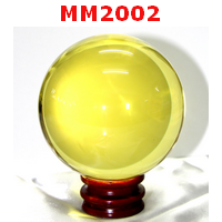 MM2002 : ลูกแก้วใส สีเหลือง พร้อมขาตั้ง (100mm)