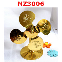 MZ3006 : พัดลมทองเหลือง สลักอักษรมงคล