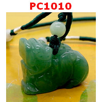 PC1010 : สร้อยคอปี่เซียะ หินหยกสีเขียวเข้ม