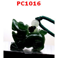 PC1016 : สร้อยคอปี่เซียะ หินสีเขียวเข้ม