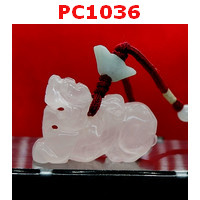 PC1036 : สร้อยคอปี่เซียะ หินโรสควอตช์ สีชมพู