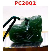 PC2002 : สร้อยคอปี่เซียะ หินสีเขียวเข้ม