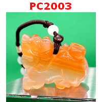PC2003 : สร้อยคอปี่เซียะ หินสีขาวอมส้ม