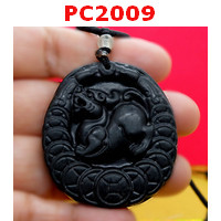 PC2009 : สร้อยคอจี้รูปปี่เซียะ หยกดำ