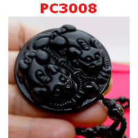 PC3008 : สร้อยคอปี่เซียะคู่หินสีดำ