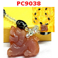 PC9038 : ปีเซียะหินสีแดง สร้อยคอDZI