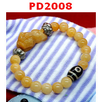 PD2008 : สร้อยข้อมือปี่เซียะหยกเหลือง หินDZI