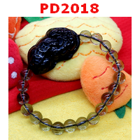 PD2018 : สร้อยข้อมือปี่เซียะแก้วสีดำ-ควัน