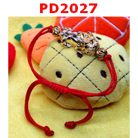 PD2027 : สร้อยข้อมือเชือกปี่เซียะสีทอง เชือกซาตินแดง