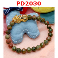 PD2030 : สร้อยข้อมือปี่เซียะทอง+หินยูนาไค้ท์