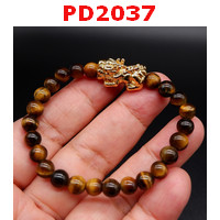 PD2037 : สร้อยข้อมือปี่เซียะทอง+หินไทเกอร์อาย