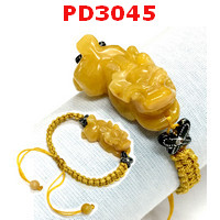 PD3045 : สร้อยข้อมือปี่เซียะหยกน้ำผึ้งเชือกถัก