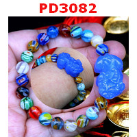 PD3082 : สร้อยข้อมือปี่เซียะหินสีฟ้า+หินลายแฟนซี