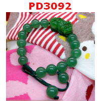 PD3092 : สร้อยข้อมือปี่เซียะหินสีเขียวสดสร้อยเชือก