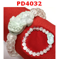 PD4032 : สร้อยข้อมือปี่เซียะหยกขาว+เกร็ดหิมะ