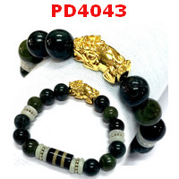 PD4043 : สร้อยข้อมือปี่เซียะทอง+หินมอสอะเก็ต+DZI