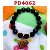 PD4062 : สร้อยข้อมือปี่เซียะไทเกอร์อาย+หินอะเกตดำ