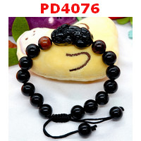 PD4076 : สร้อยข้อมือปี่เซียะหินสีดำสร้อยเชือก