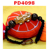 PD4098 : สร้อยข้อมือปี่เซียะทองเ+คาถา เชือกถัก